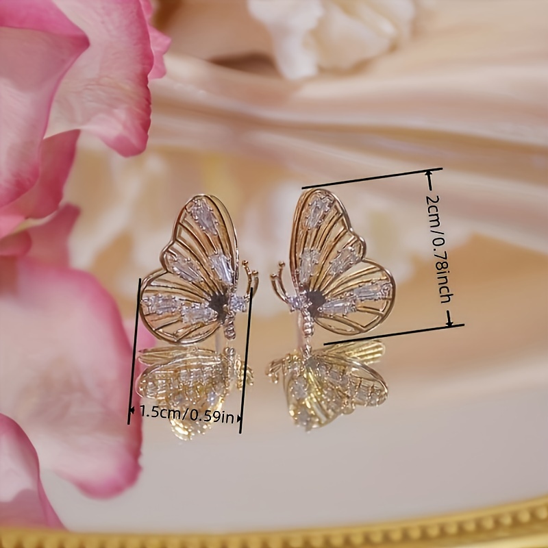 Glitter Butterfly Stud Earrings for Women April Birthstone